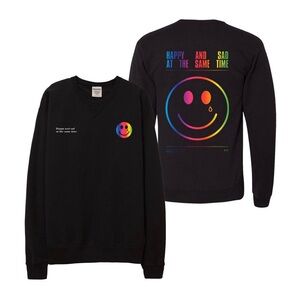 Kacey Musgraves Happy and Sad Smiley Sweatshirt Black Large